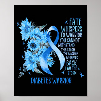 Póster Guerrero de la Diabetes Cinta Azul Mariposa Diabet