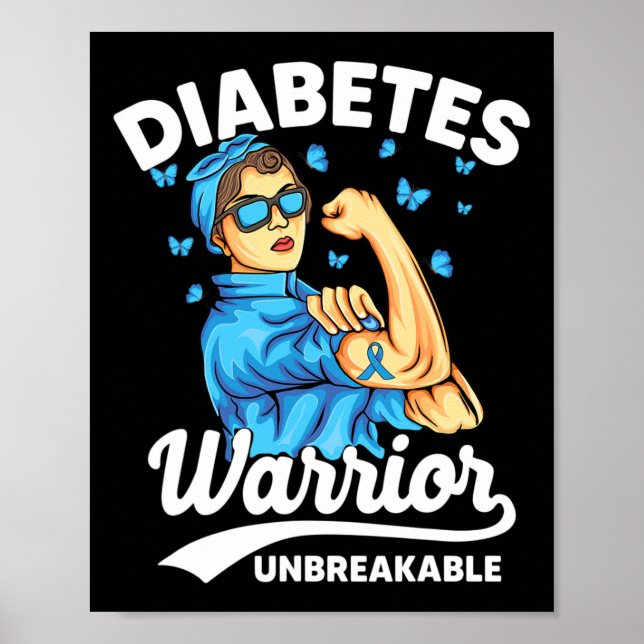 Póster Guerrero de la diabetes T1d Diabetes tipo 1 inqueb (Frente)