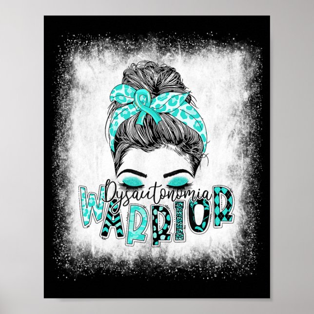 Póster Guerrero de la disautonomía blanqueado Messy Bun T (Frente)
