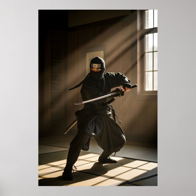 Póster Guerrero de la sombra ninja japonés (Frente)