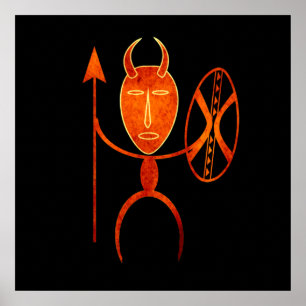 Póster guerrero de la tribu africana