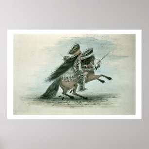 Póster Guerrero de la tribu del cuervo (w/c en el papel)