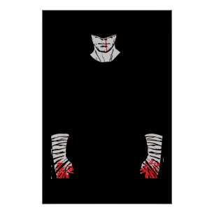 Póster Guerrero de las Sombras Teñido de Rojo