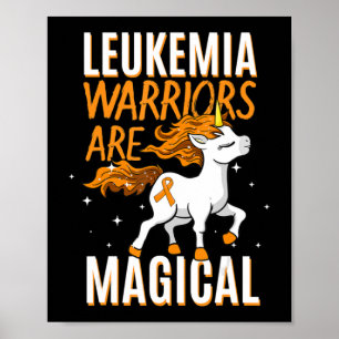 Póster Guerrero de leucemia Magia Unicornio Naranja Ribbo