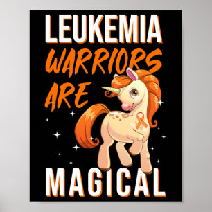 Póster Guerrero de leucemia Magia Unicornio Naranja Ribbo