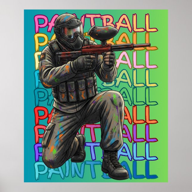 Póster Guerrero de Paintball Neon  (Frente)