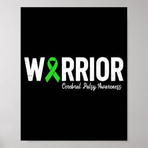 Póster Guerrero de parálisis cerebral cp lazo verde de co