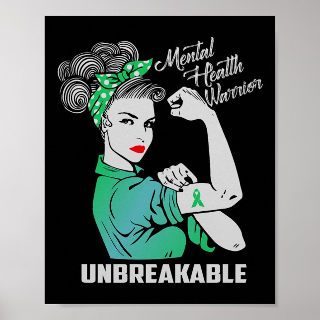 Póster Guerrero de salud mental inquebrantable - Monto de (Frente)