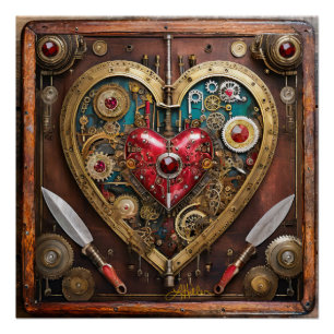 Póster Guerrero de San Valentín de Rubíes y Dagas Steampu