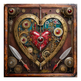 Póster Guerrero de San Valentín de Rubíes y Dagas Steampu