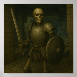 Póster Guerrero de Skeleton - Sentinel de la mazmorra