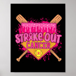 Póster Guerrero de Softbol de Drip para Combatir el Cánce