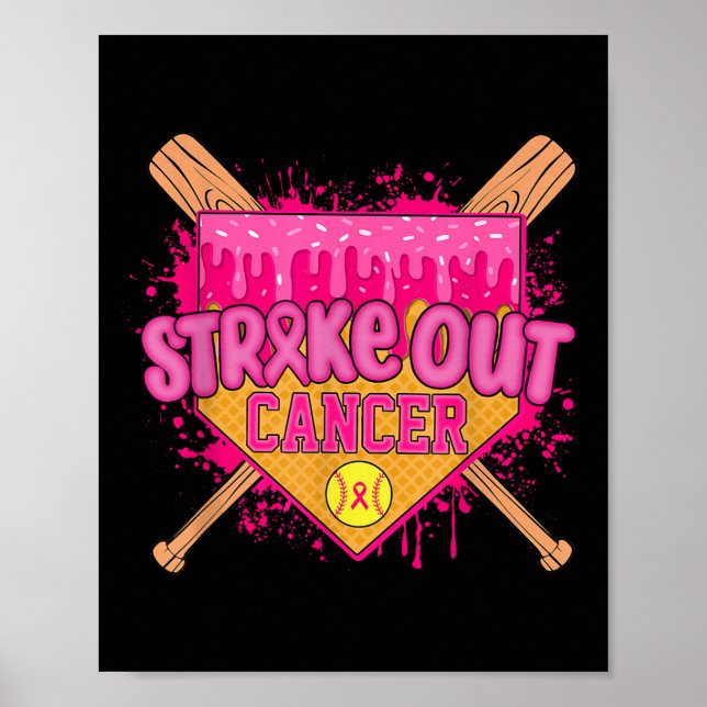 Póster Guerrero de Softbol de Drip para Combatir el Cánce (Frente)