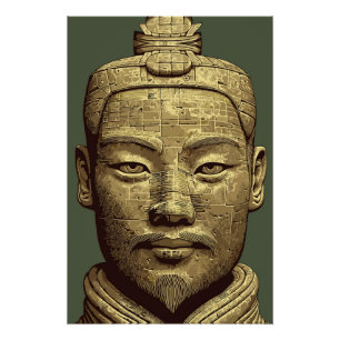 Póster Guerrero de Terracota - Antiguo arte de oro
