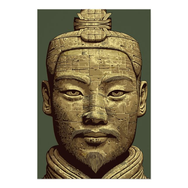 Póster Guerrero de Terracota - Antiguo arte de oro (Anverso)