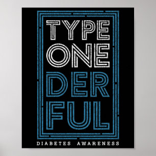 Póster Guerrero de Tipo Onederful Diabetes Conciencia de