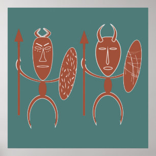 Póster guerrero de tribu abstracta de áfrica
