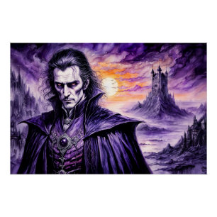 Póster Guerrero de vampiros en una ciudad en ruinas