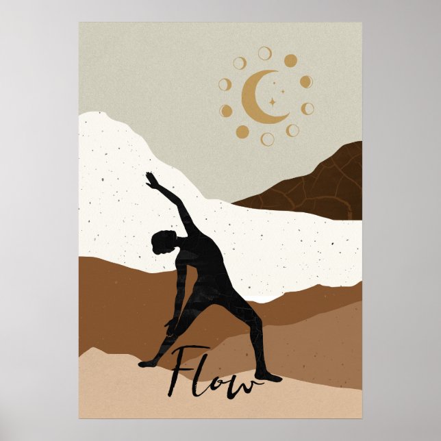 Póster Guerrero de yoga posar silueta flujo de meditación (Frente)