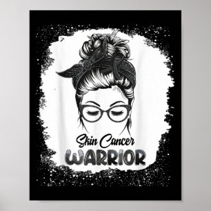 Póster Guerrero del cáncer de piel blanqueado joven sobre