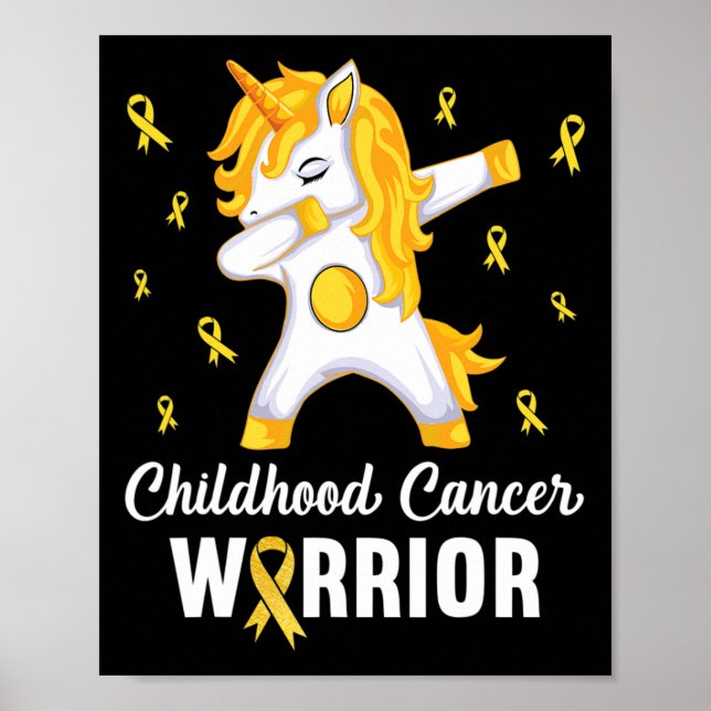 Póster Guerrero Del Cáncer Infantil De Unicornio En Septi (Frente)