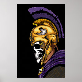 Póster Guerrero del cráneo con negro