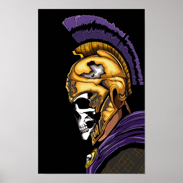 Póster Guerrero del cráneo con negro (Frente)