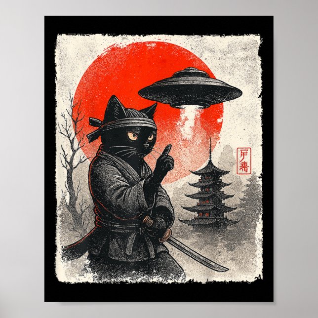 Póster Guerrero del gato Samurai Ninja obsequios de anime (Frente)