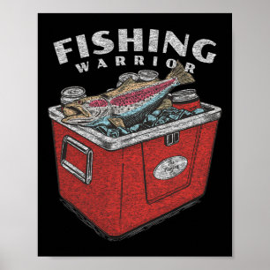 Póster Guerrero divertido de la pesca que dice pescador g