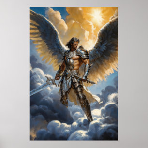 Póster Guerrero Dorado del Arcángel Miguel del Cielo