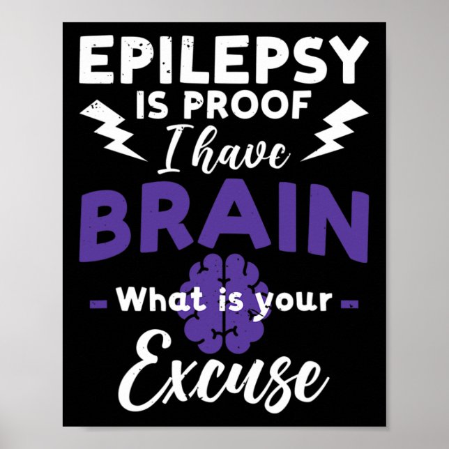 Póster Guerrero epiléptico y epilepsia de cinta morada en (Frente)