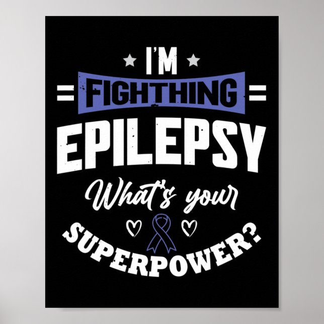 Póster Guerrero epiléptico y epilepsia de cinta morada en (Frente)