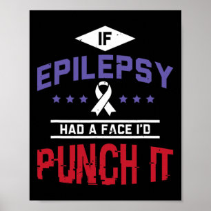 Póster Guerrero epiléptico y epilepsia de cinta morada en