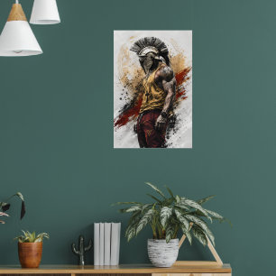 Póster Guerrero Espartano Moderno – Fuerza Antigua Modern
