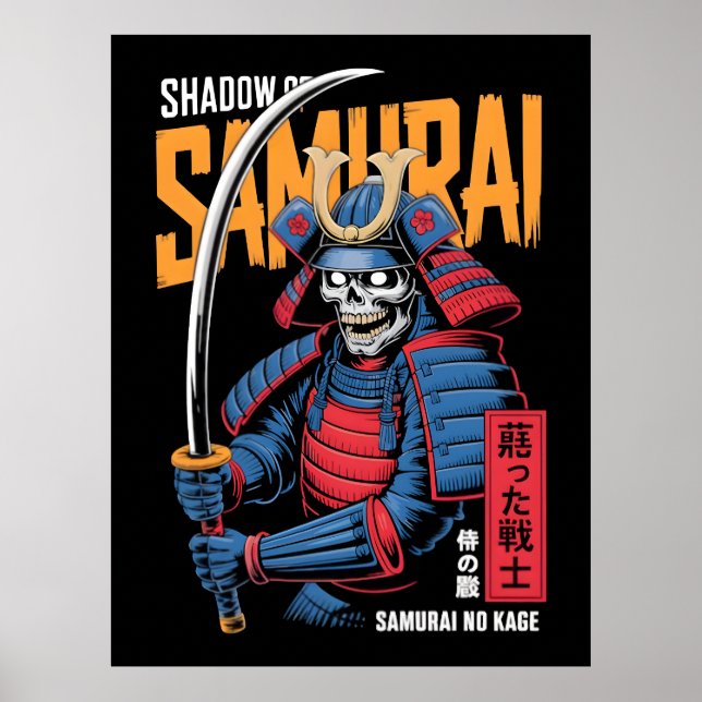 Póster Guerrero esqueleto samurái de la sombra con armadu (Frente)