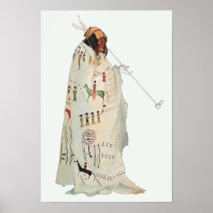 Póster Guerrero indio con retrato de tubería por Karl Bod