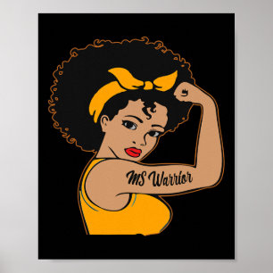 Póster Guerrero Inquebrantable Esclerosis Múltiple Afro N