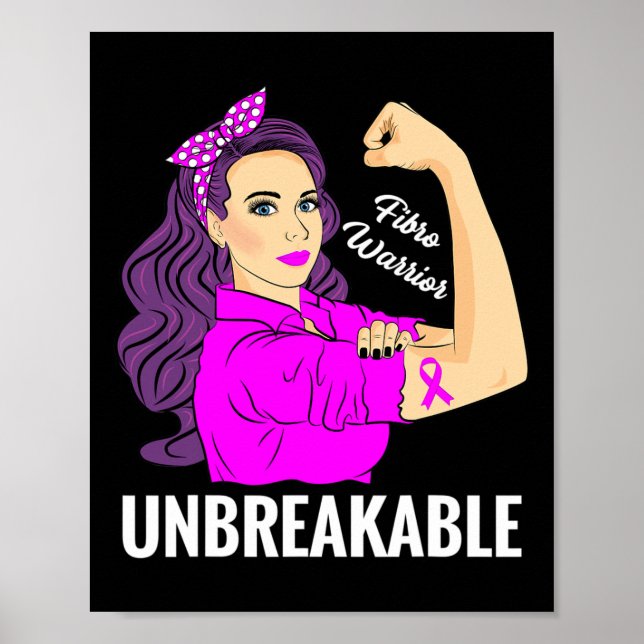 Póster Guerrero Inquebrantable Fibromialgia Tee de Concie (Frente)