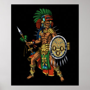 Póster Guerrero maya azteca