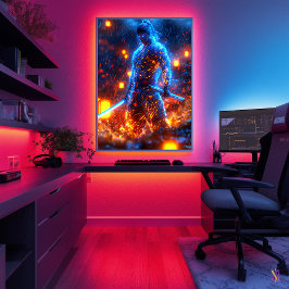 Póster Guerrero Samurái de Neón – Bushido Cyberpunk