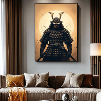 Póster Guerrero samurái épico Armadura japonesa