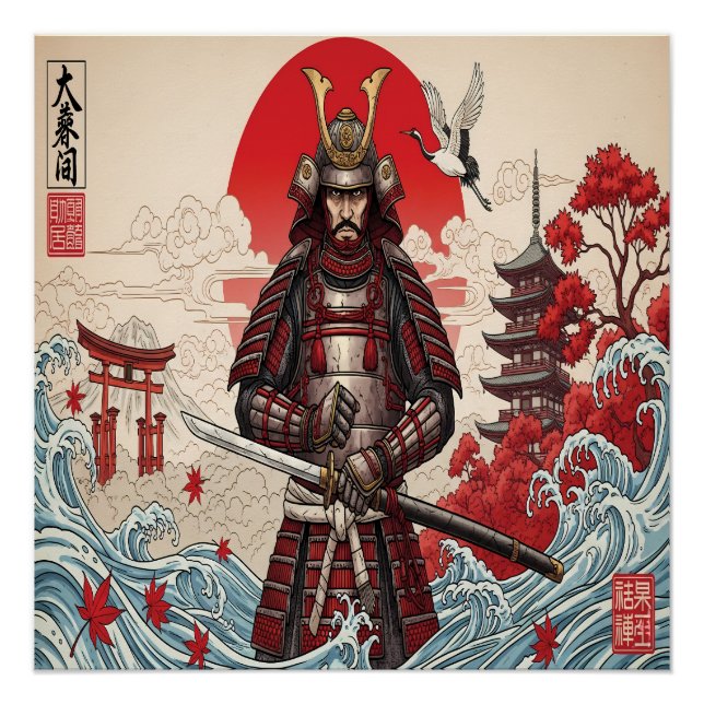 Póster Guerrero samurái japonés (Anverso)