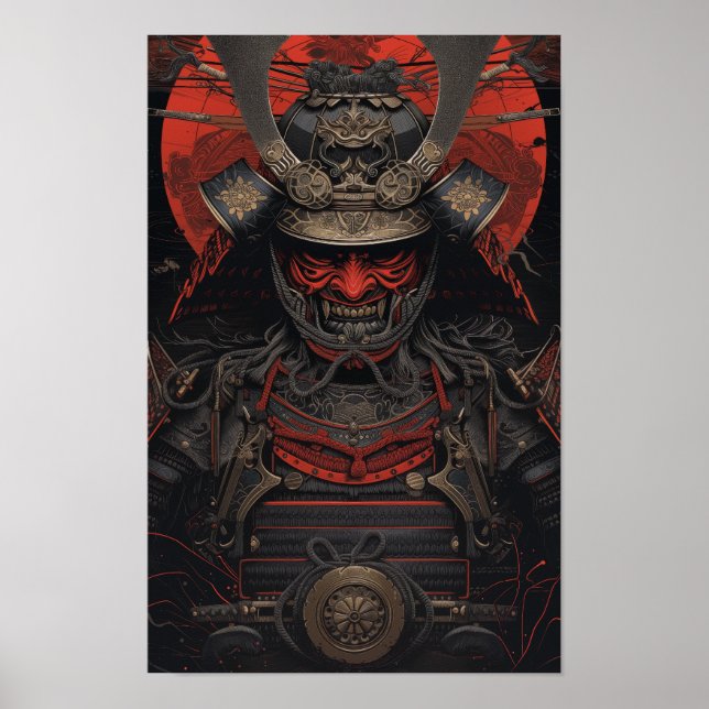 Póster Guerrero samurai japonés en Poster de armas de car (Frente)