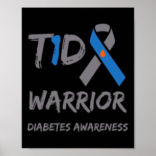 Póster Guerrero T1D Tipo 1 Conciencia sobre la diabetes C