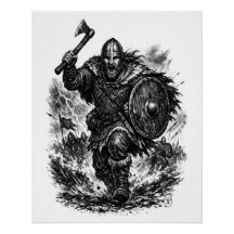 Guerrero vikingo forjado por la tormenta en tinta