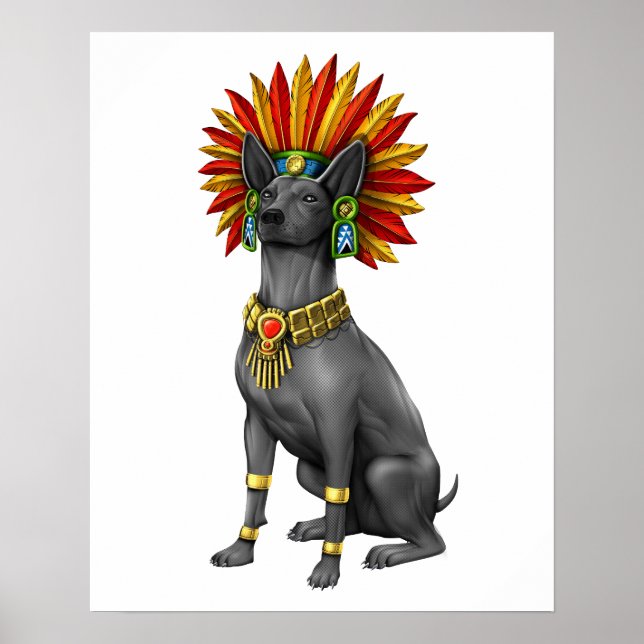 Póster Guerrero Xolo Dog Aztec (Frente)