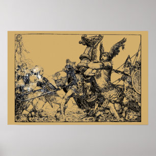 Póster Guerreros celtas y vikingos vintage de Willy Pogan