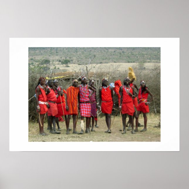 PÓSTER GUERREROS DE MASAI EN ÁFRICA KENIA (Frente)