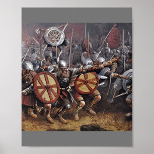 Póster Guerreros vikingos se enfrentan a la batalla