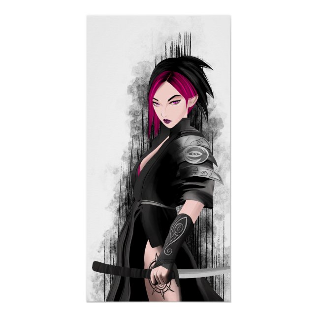 Póster Guerrière samouraï munie de son sabre (Anverso)